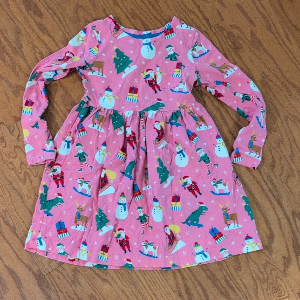 Mini Boden Pink Snowman Dress